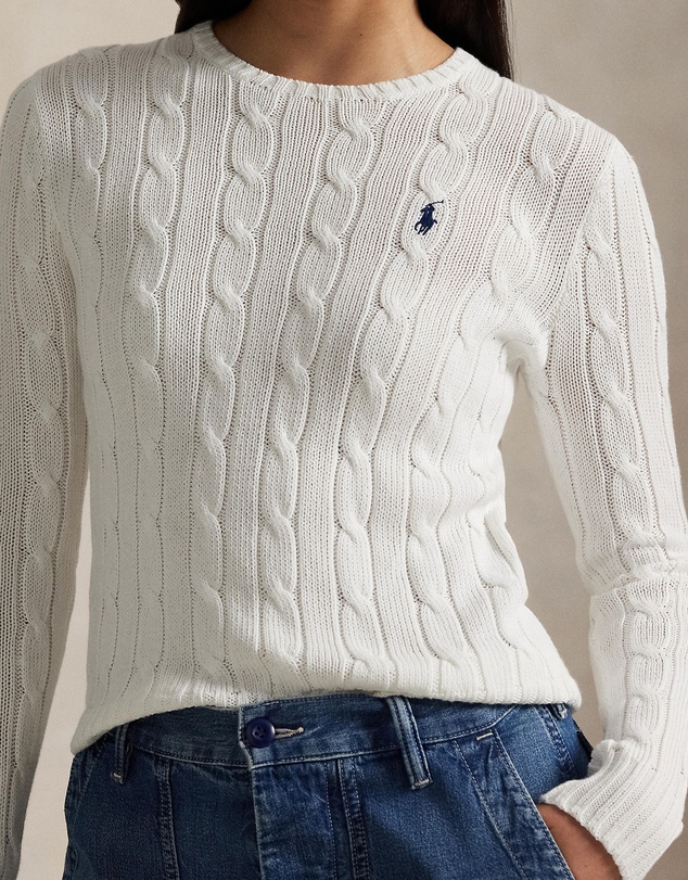 Polo Ralph Lauren - Julianna Cable Knit Cotton Crewneck Sweater