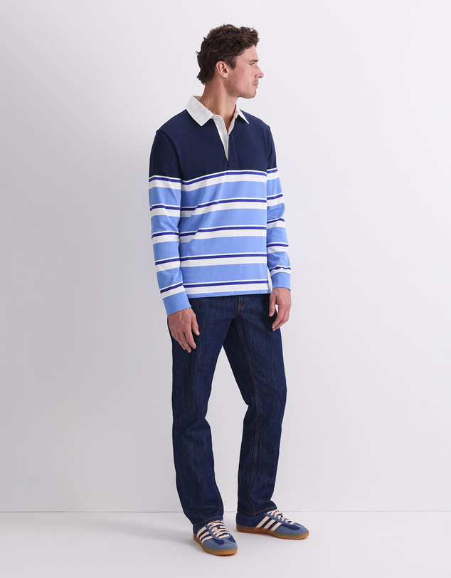 Sportscraft - Long Sleeve Stripe Rugby Polo