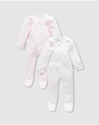 Purebaby - 2 Pack Zip Growsuit-Babies
