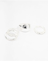 Lovisa - Silver Plated Bold Molten Rings 4-Pack