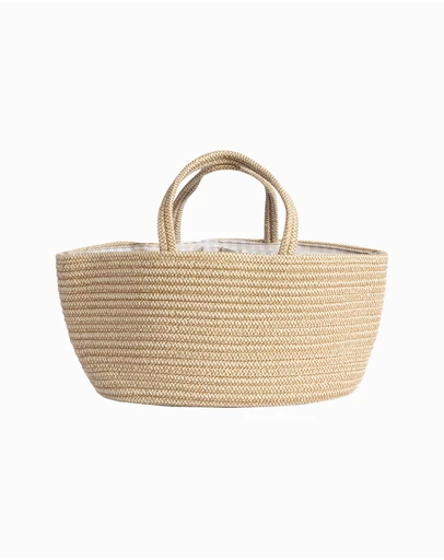 Living Textiles - Cotton Rope Nappy Caddy with Divider - Natural
