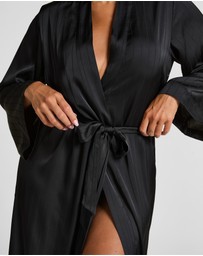 Hunkemoller - Long Satin Pinstripe Kimono