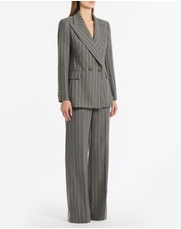 Carla Zampatti - Slate Italian Wool Pinstripe Wide Leg Pant