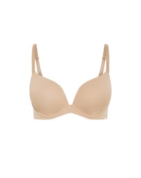 City Chic - Plus size Luxe Microfibre Plunge T-Shirt Bra - cafe