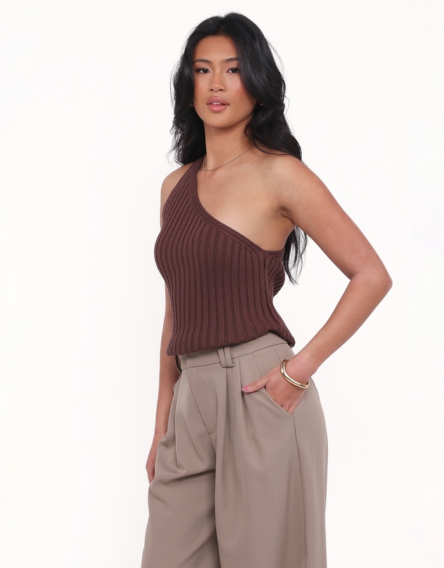 Petal & Pup - Arcadia One Shoulder Top - Chocolate
