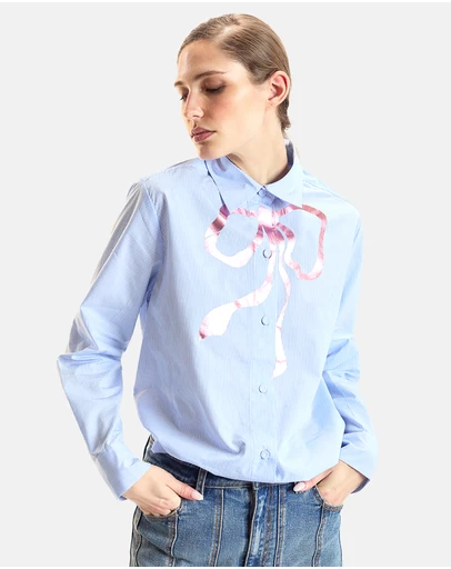 Cynthia Rowley - Metallic Bow Cotton Shirt