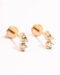Lovisa - Gold Plated Surgical Steel Trio Cubic Zirconia Flat Backs