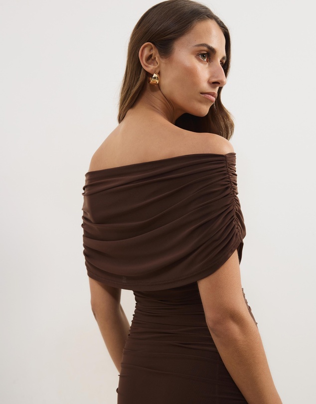 Atmos&Here - Bonnie Off Shoulder Mesh Maxi Dress