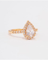 Lovisa - Gold Plated Classic Pear Cubic Zirconia Engagement Ring