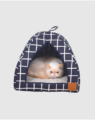 Mog & Bone - Cat Igloo - Navy Check Print