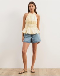 Atmos&Here - Georgia Ruched Cotton Halter Top