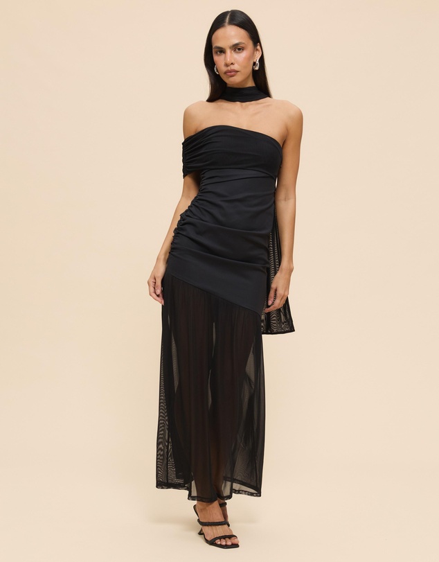 CHANCERY - Bree One Shoulder Self Scarf Maxi Dress