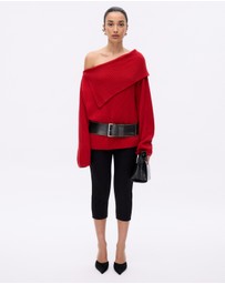 Minima Esenciales - Vireo Cotton Cashmere Blend Off Shoulder Knit Top