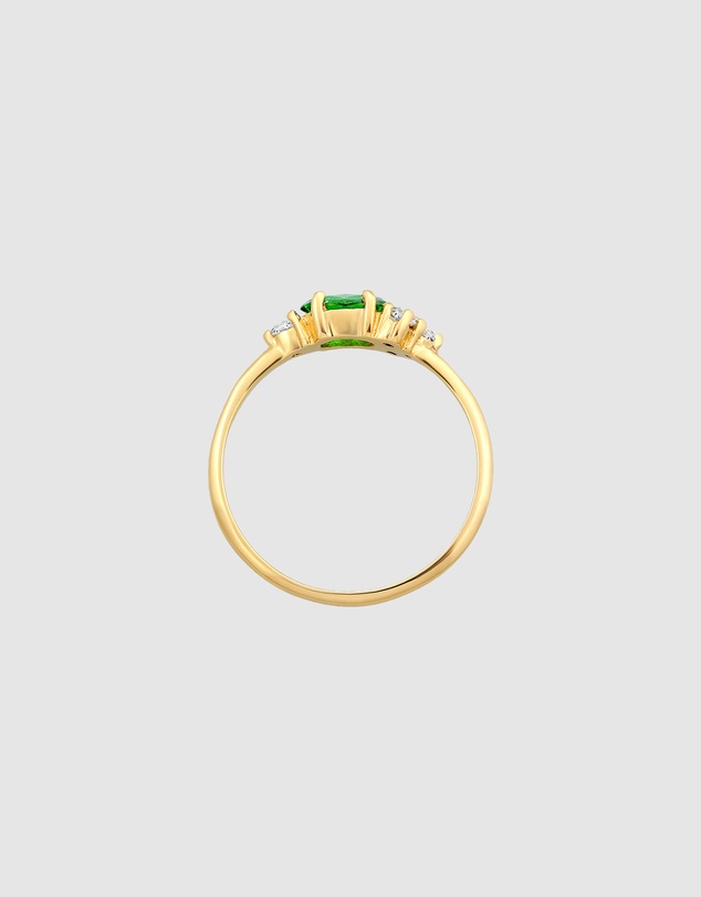 Elli Jewelry - Emerald Zirconia Band Ring in Gold-Plated 925 Silver