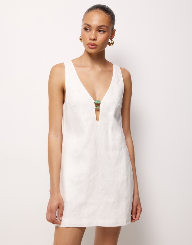 AERE - Fiora Linen Resin Trim Shift Dress