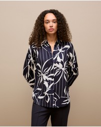 Trenery - Floral Stripe Twill Shirt in Night Sky