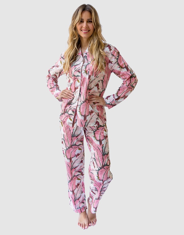 Sant And Abel - Women's Martinique® Pink Banana Leaf Long PJ Set