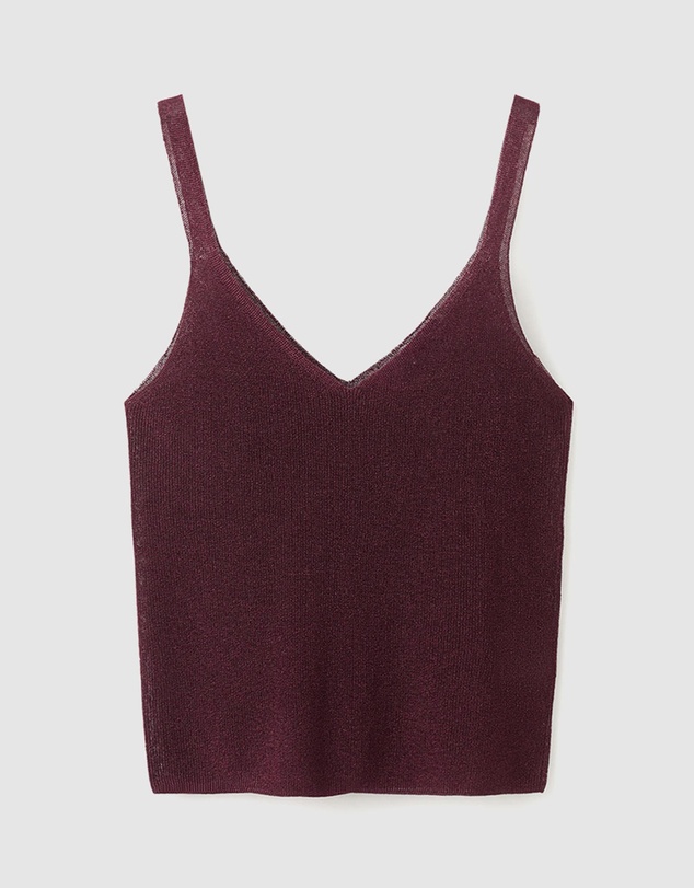 M.N.G - Lurex Knitted V-Neck Top
