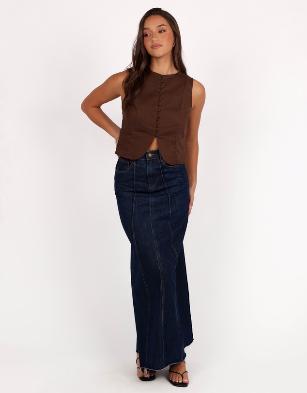 Petal & Pup - Daniella Linen Vest - Chocolate Brown