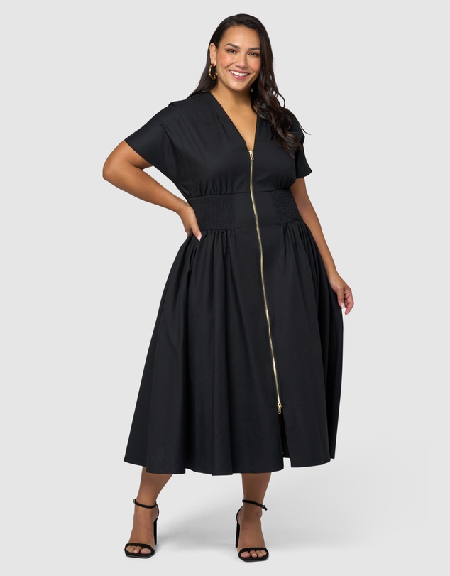 Something 4 Olivia - Octavia Zip Front Midi Dress