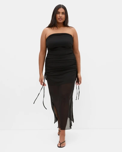 City Chic - Shelly Strapless Mesh Maxi Dress