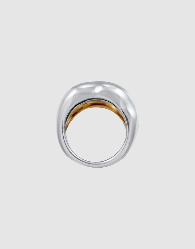 Elli Jewelry - Ring Chunky Organic Structure 925 Sterling Silver - Bicolor