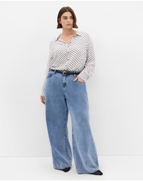 City Chic - Plus size Hesper Mews Spot Shirt - white