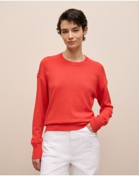 Trenery - Merino Cashmere Forward Shoulder Seam Crew in Spice Red