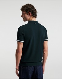 Calibre - Tech Stripe Collar Polo Bottle Green