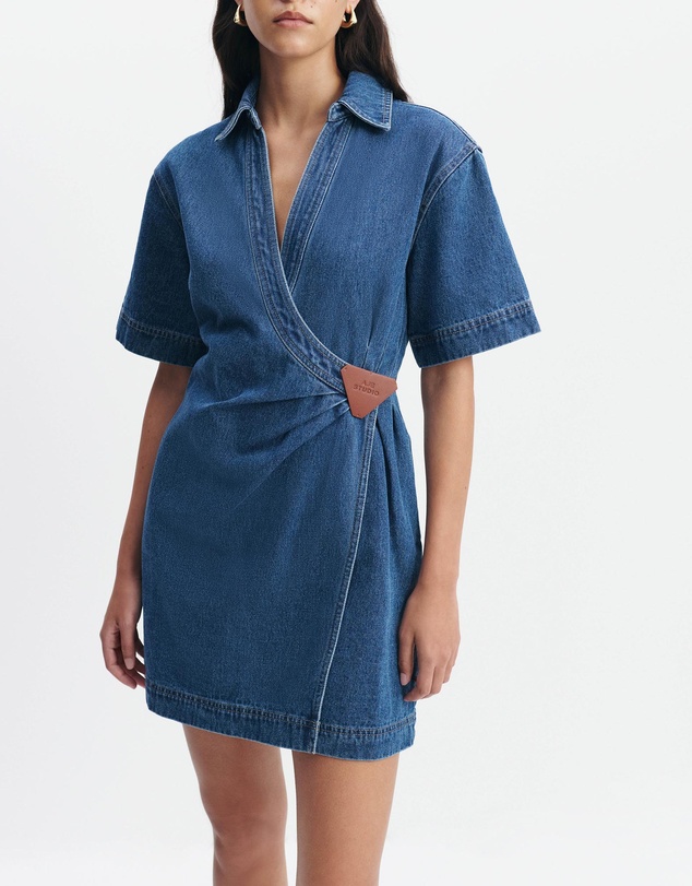 Aje Studio - Kendall Denim Wrap Mini Dress