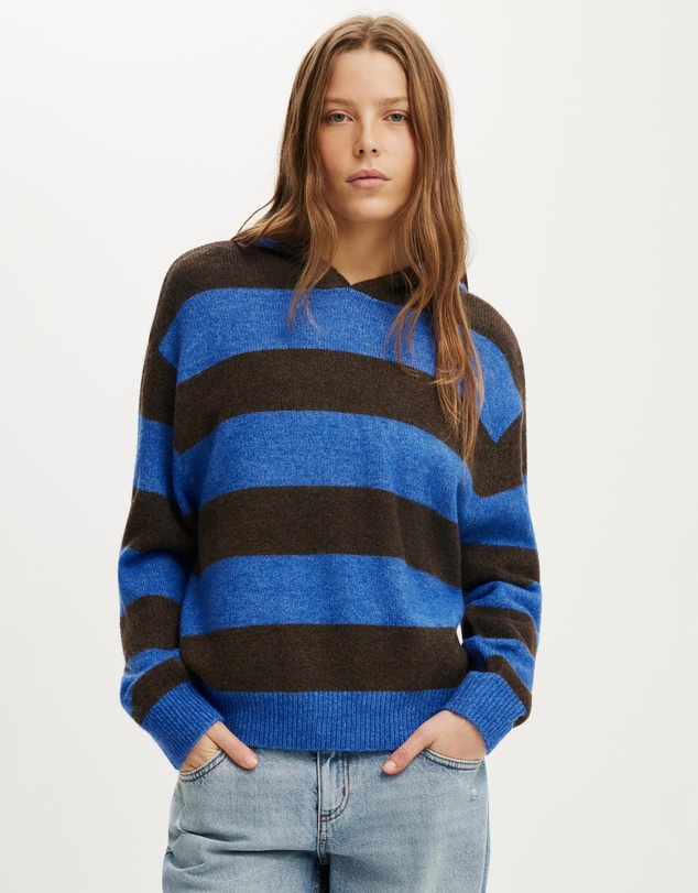 Cotton On - Sporty Stripe Hooded Knit