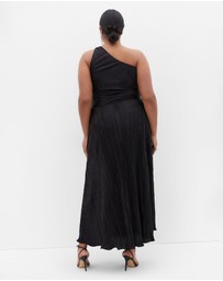 City Chic - Plus size Kamila One Shoulder Metallic Dress - black