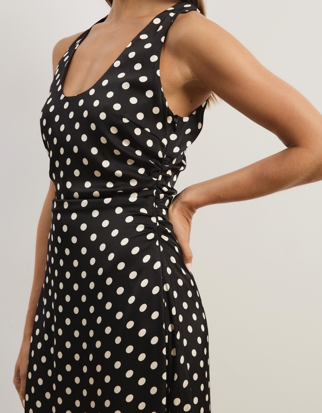Atmos&Here - Lowen Satin Polka Dot Midi Dress