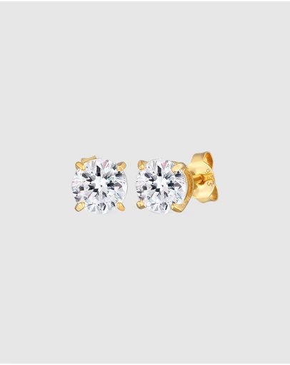 Kuzzoi - ICONIC EXCLUSIVE - Crystal Stud Earrings in Gold-Plated 925 Sterling Silver