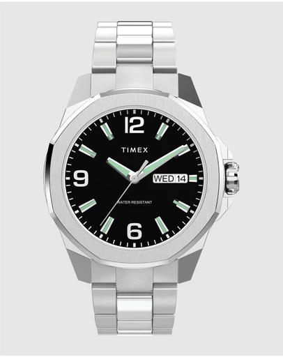 TIMEX - Essex Day & Date 46mm Stainless Steel Bracelet Watch