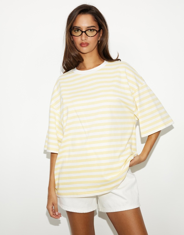 Dazie - Nostalgia Stripe Oversized Boyfriend Tee
