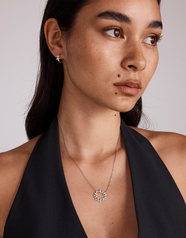 Michael Hill - Cubic Zirconia Vine Circle Pendant Necklace in Sterling Silver