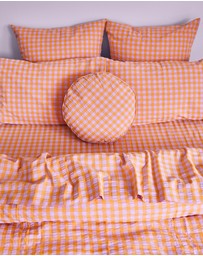 Mosey Me - Kumquat Bloom Seersucker Round Cushion
