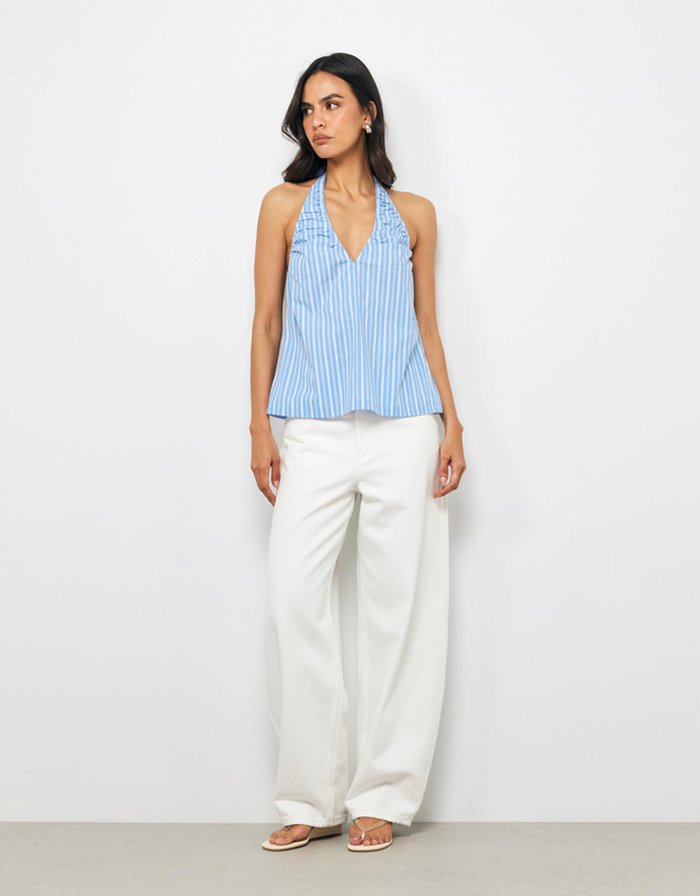 AERE - Lottie Stripe V-Neck Top