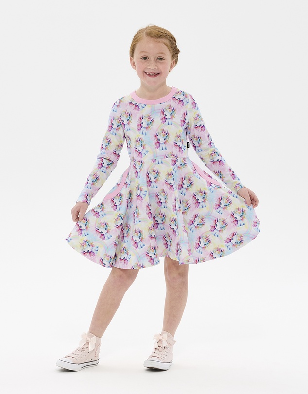 Rock Your Kid - Unicorn Pony Long Sleeve Polly Dress