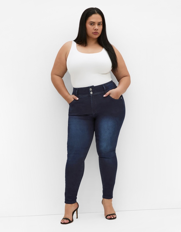 City Chic - Plus size Harley Fit Skinny Petite Jean - dark wash