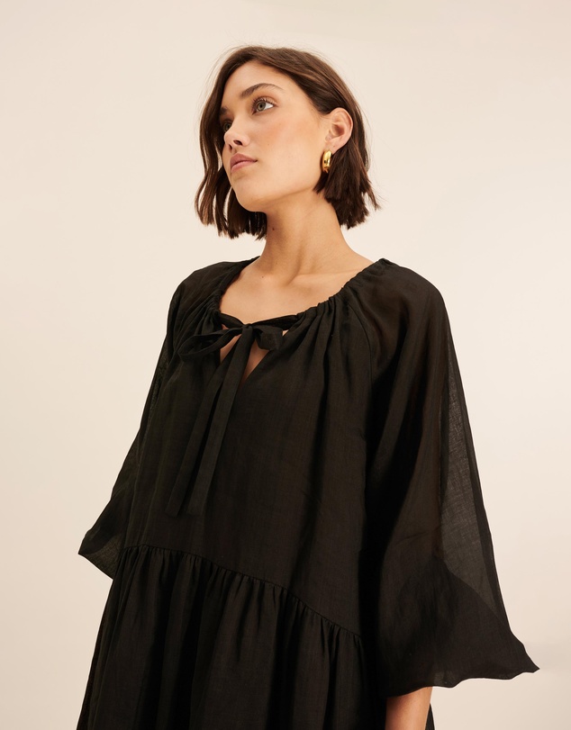 AERE - Blouson Sleeve Tiered Mini Dress