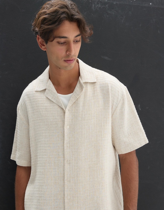 AERE - Linen Check Camp Collar Shirt