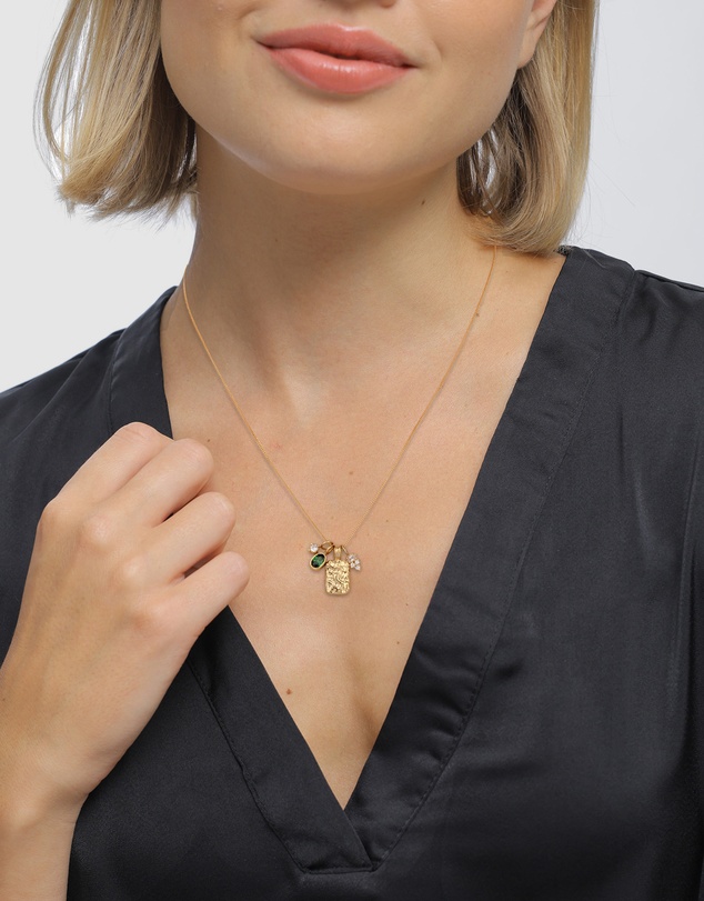 Elli Jewelry - Necklace Pendant Zirconia 925 Sterling Silver Gold-Plated
