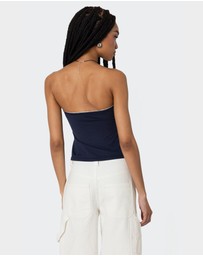 EDIKTED - Lace Trim Split Front Tube Top