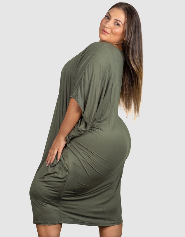 B Free Intimate Apparel - Plus Size Bamboo V Neck Draped Dress