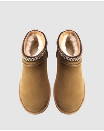 AusWooli Ugg Boots - Altona Sheepskin Wool Ankle Braid Boots