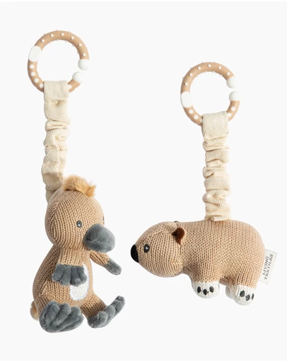 Living Textiles - 2 Pack Stroller Toys - Platypus & Wombat
