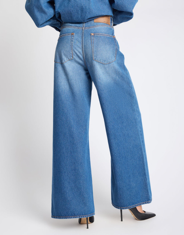 ONE TEASPOON - Love Machines Mid Waist Super Wide Leg Denim Jeans - Pacifica Blue