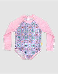 Tyoub - Tyoub Girls Long Sleeve One-Piece Swimsuit Petal Patchwork